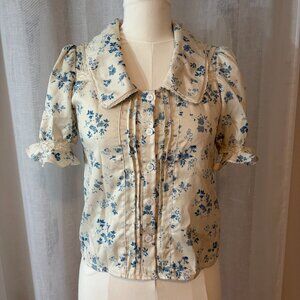 RIHOAS The Lace Spliced Pleated Floral Shirt
